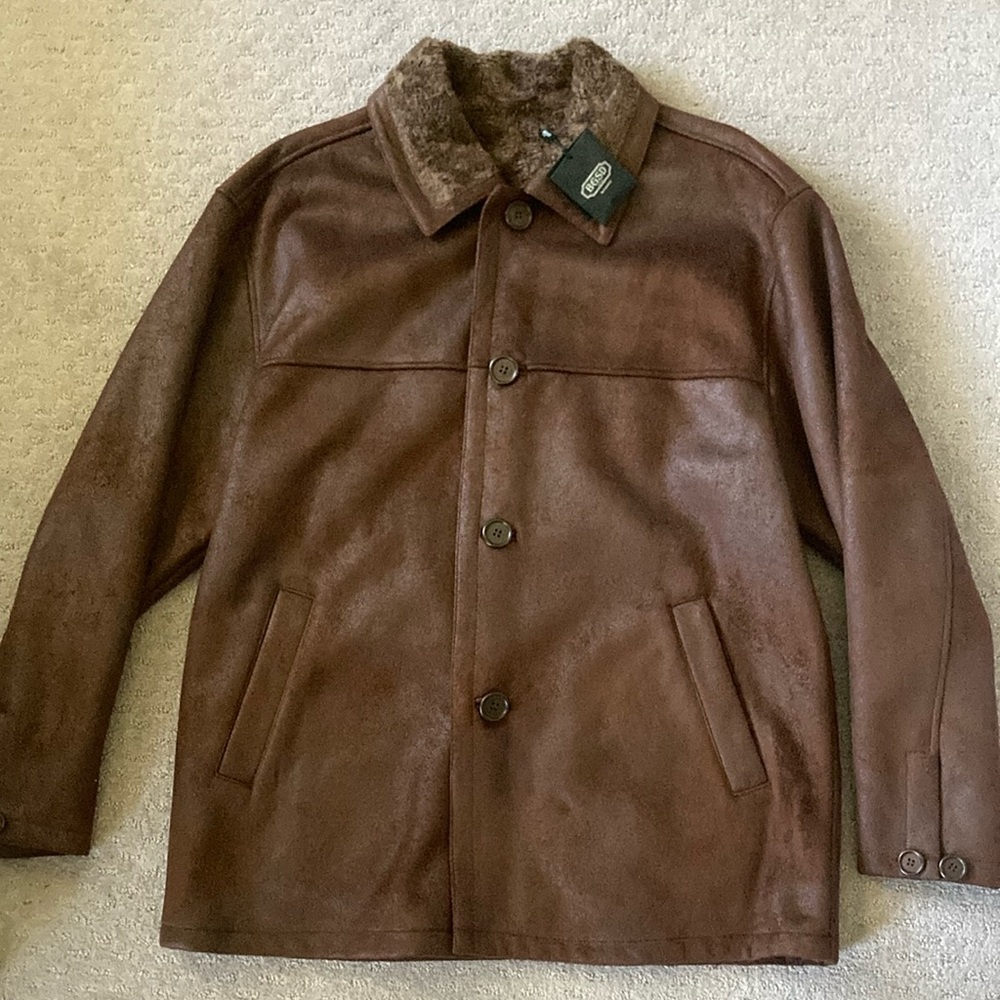 New BGSD brown faux suede car coat, Large.